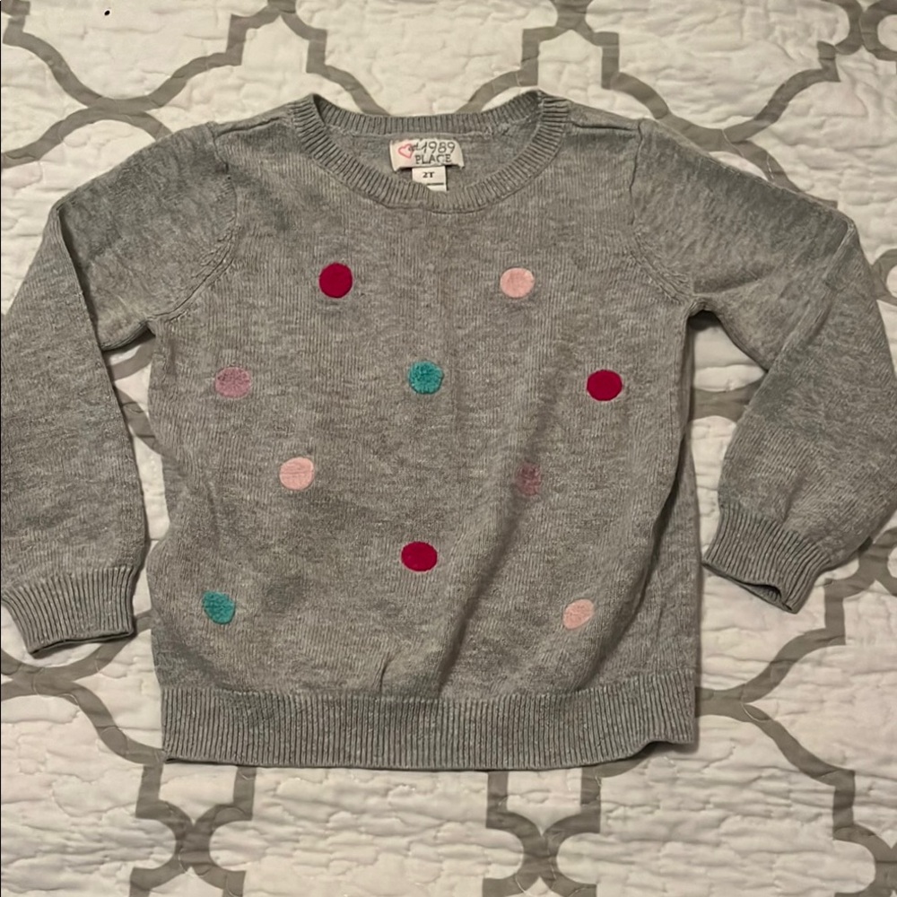 Girls toddler Gray Polka Dot Sweater